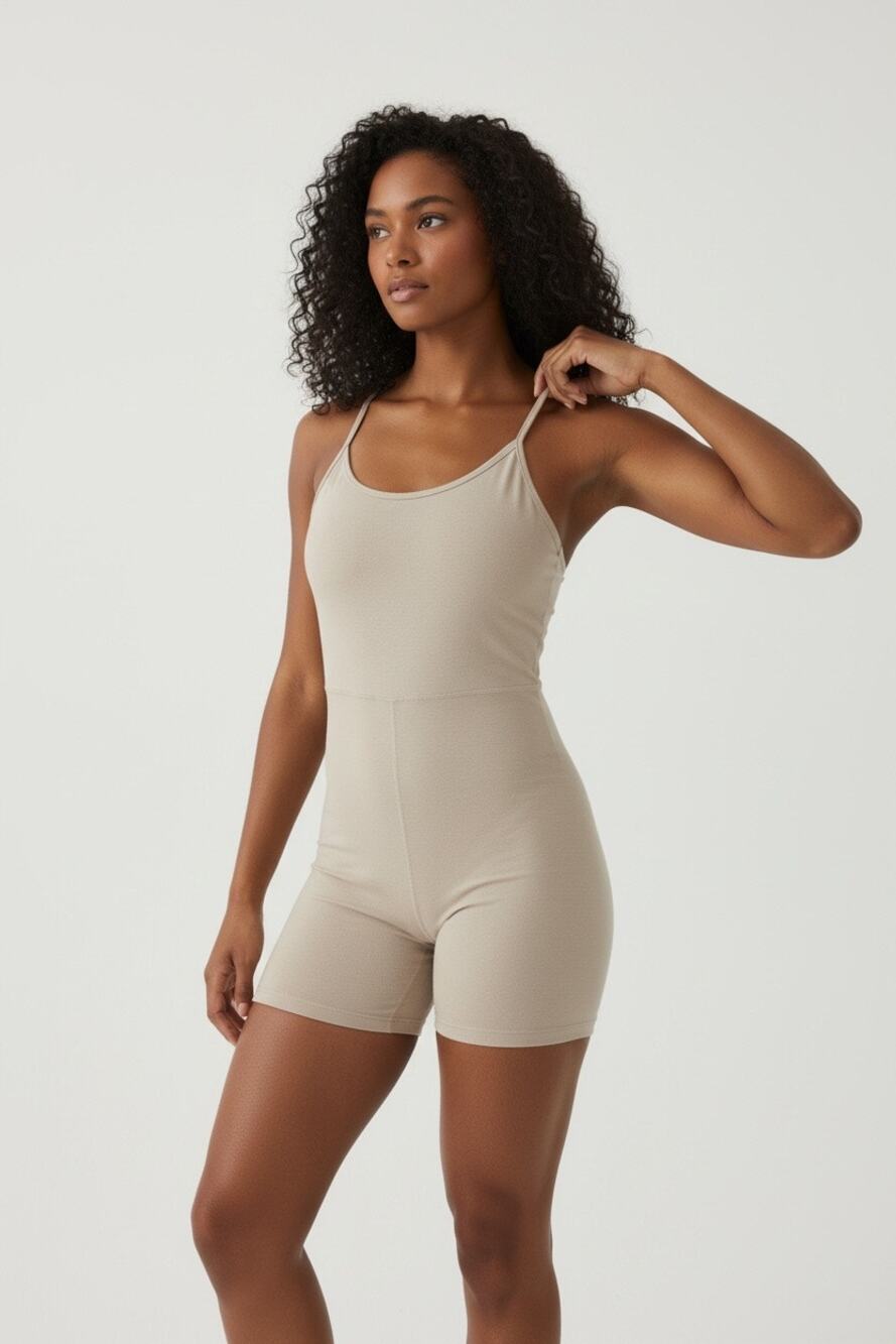 Old Navy Cami Short BodySuit M Cream Activewear  Workoutwear yoga Athleisure